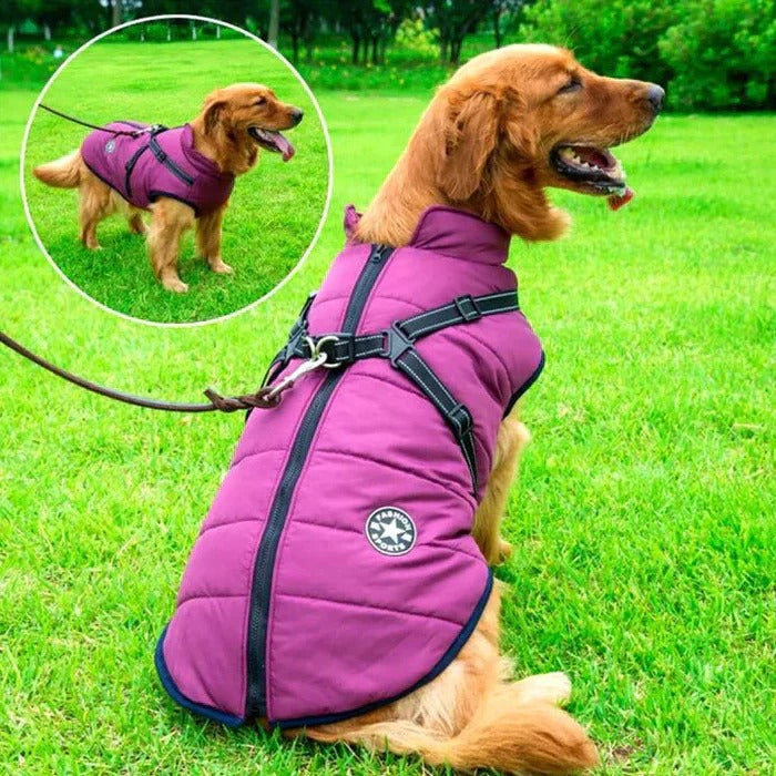 [Hometech] Heavy Duty Waterproof Dog Jacket Fleece Lined with Built In Leash Ring