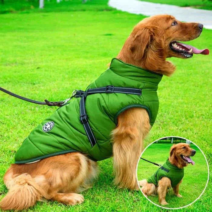 [Hometech] Heavy Duty Waterproof Dog Jacket Fleece Lined with Built In Leash Ring