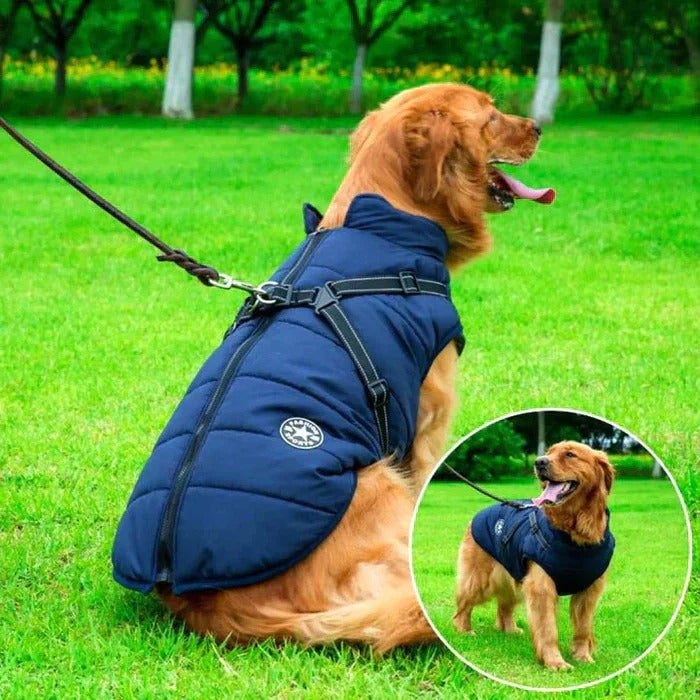 [Hometech] Heavy Duty Waterproof Dog Jacket Fleece Lined with Built In Leash Ring