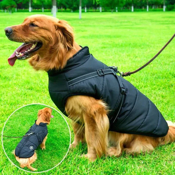 [Hometech] Heavy Duty Waterproof Dog Jacket Fleece Lined with Built In Leash Ring
