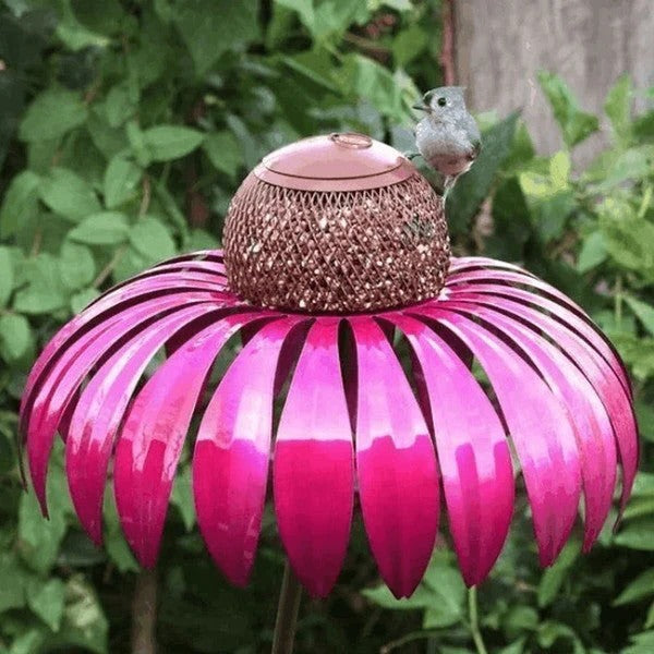 [Hometech] Outdoor Coneflower Bird Feeder with Durable Metal Seed Dish