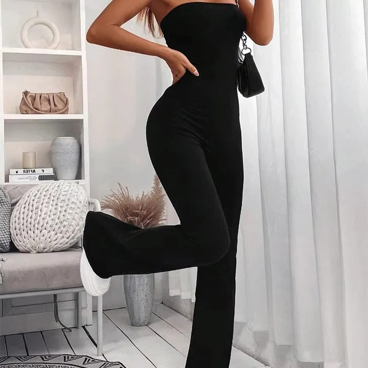 [Hometech] Casual Summer Jumpsuit-Style Pants for Women with Adjustable Waist, Slim Fit