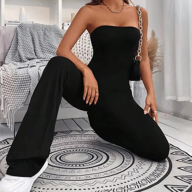 [Hometech] Casual Summer Jumpsuit-Style Pants for Women with Adjustable Waist, Slim Fit