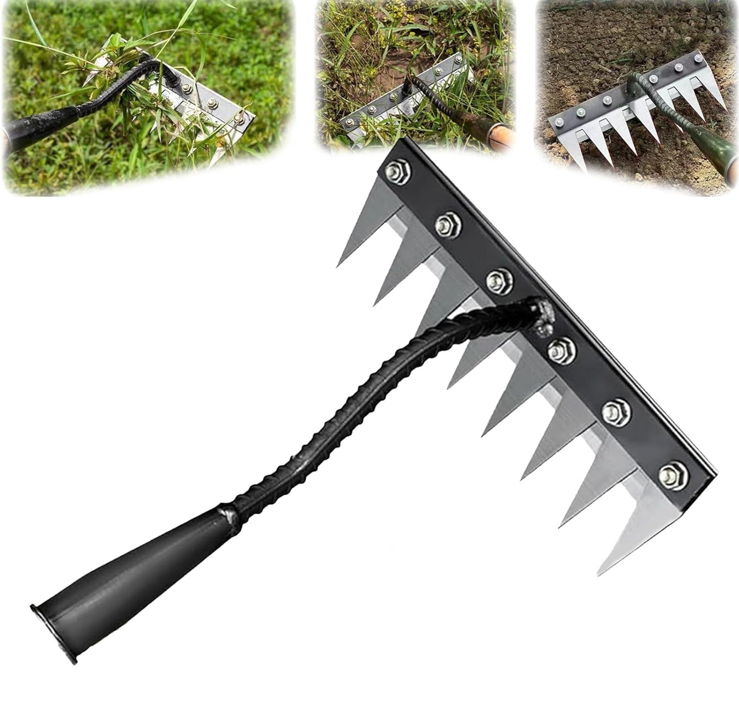 [Hometech] Carbon Steel Garden Weeding Rake, Hand Tool