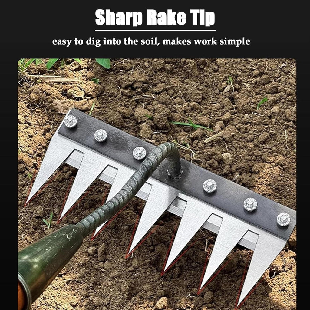 [Hometech] Carbon Steel Garden Weeding Rake, Hand Tool