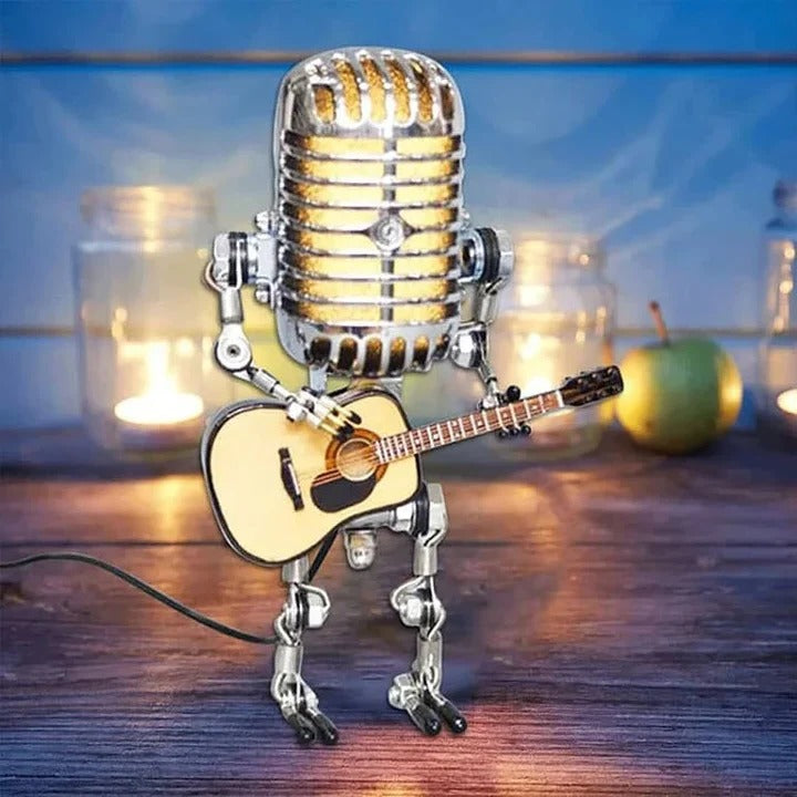[Hometech] Metal Robot Desk Lamp, Guitar and Microphone Design