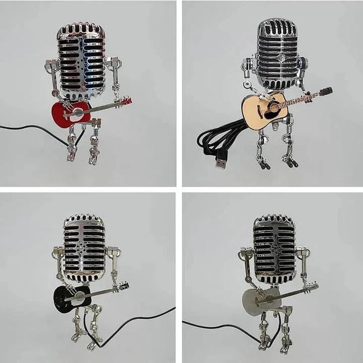 [Hometech] Metal Robot Desk Lamp, Guitar and Microphone Design
