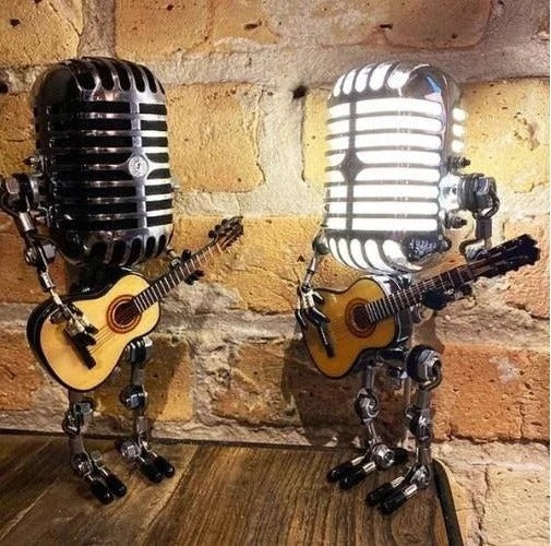 [Hometech] Metal Robot Desk Lamp, Guitar and Microphone Design