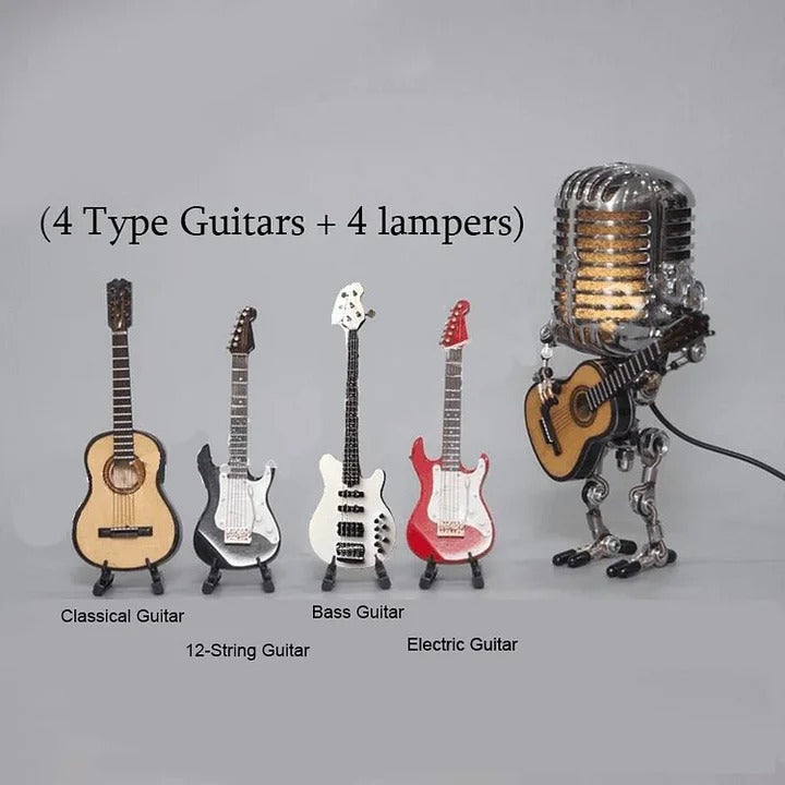 [Hometech] Metal Robot Desk Lamp, Guitar and Microphone Design