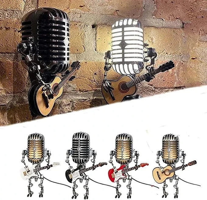 [Hometech] Metal Robot Desk Lamp, Guitar and Microphone Design