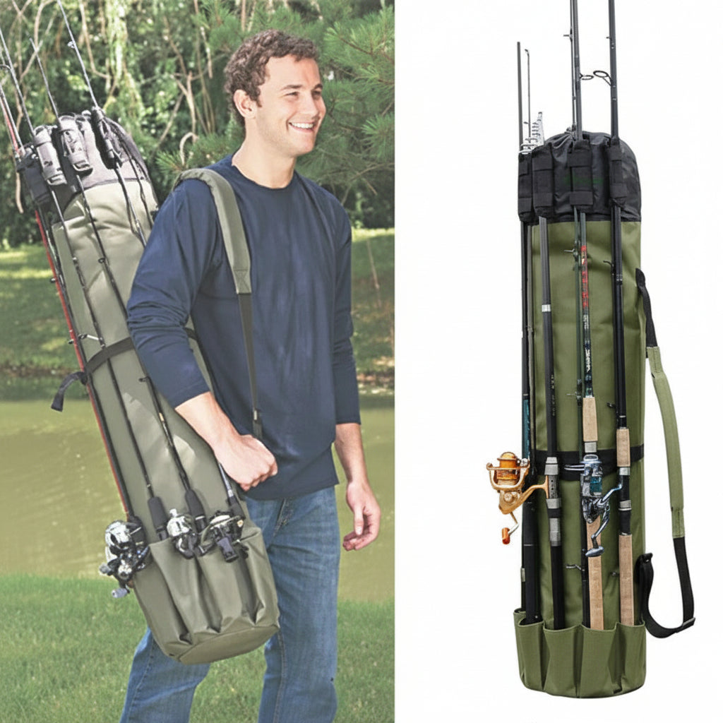 [Hometech] Portable Fishing Gear Bag, Multi-Pocket Rod Storage