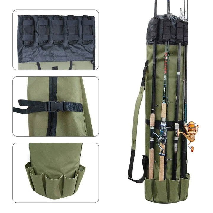 [Hometech] Portable Fishing Gear Bag, Multi-Pocket Rod Storage