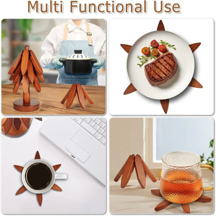 [Hometech] Wood Pot Holder with Heat-Resistant Surface