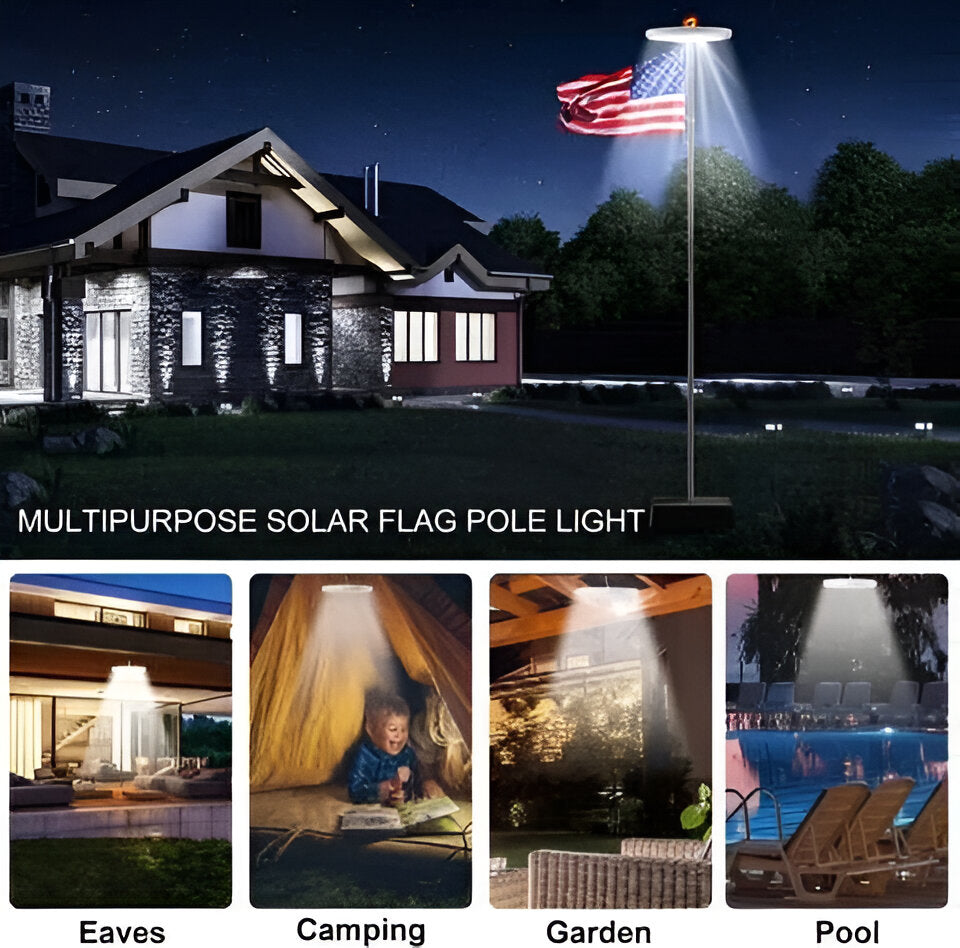 [Hometech] Solar LED Flagpole Light for Continuous Nighttime Visibility