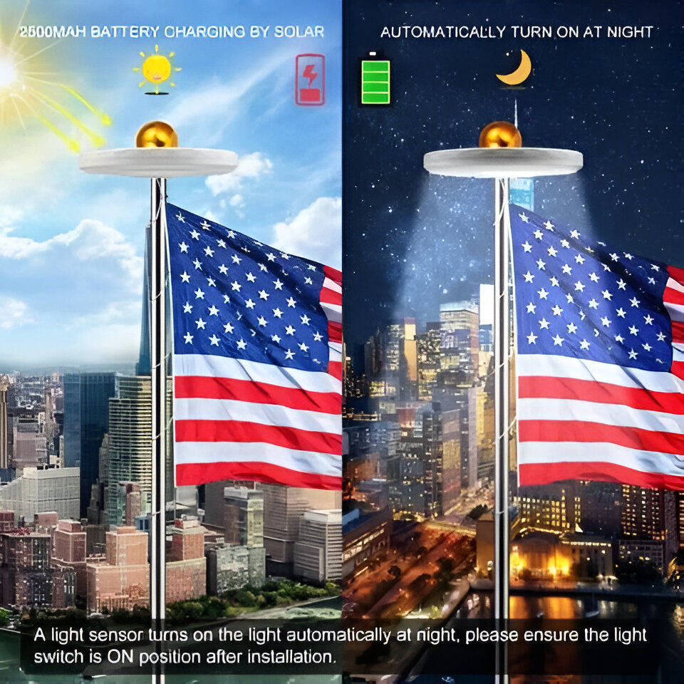 [Hometech] Solar LED Flagpole Light for Continuous Nighttime Visibility