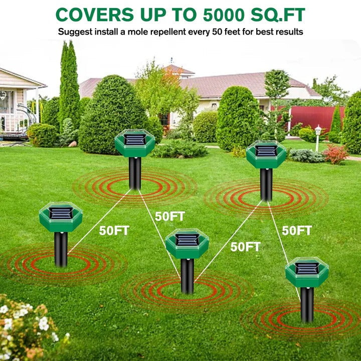 [Hometech] Solar Powered Ultrasonic Mole Deterrent Device, Set of 4