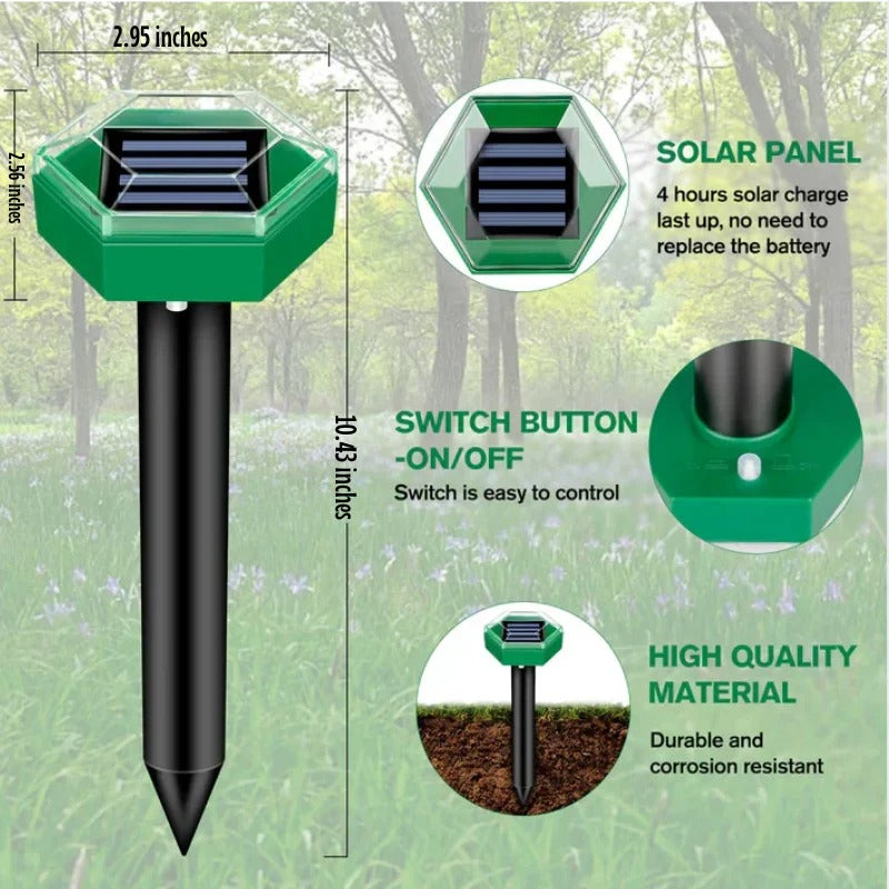 [Hometech] Solar Powered Ultrasonic Mole Deterrent Device, Set of 4