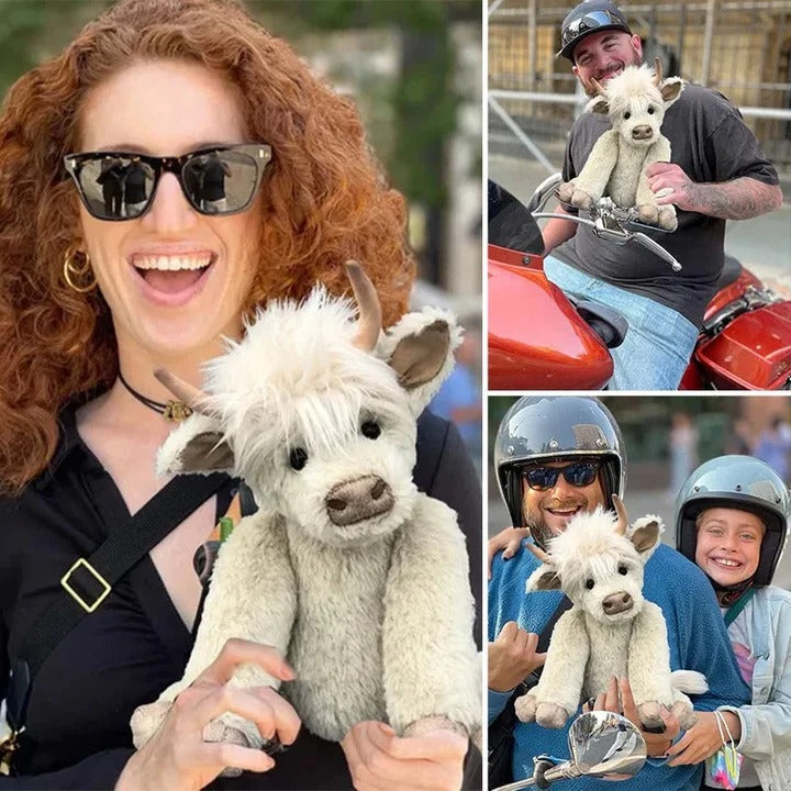 [Hometech] Highland Cow Plush with Floral Accent