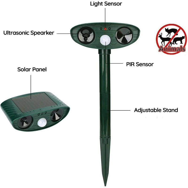 [Hometech] Solar Outdoor Ultrasonic Armadillo Deterrent Device, Motion Activated