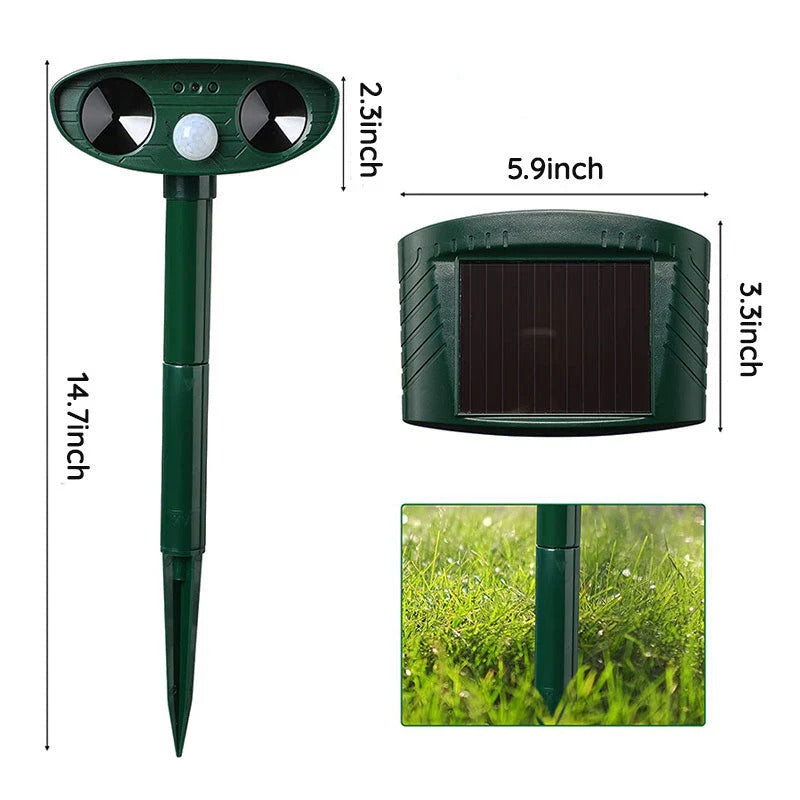 [Hometech] Solar Outdoor Ultrasonic Armadillo Deterrent Device, Motion Activated