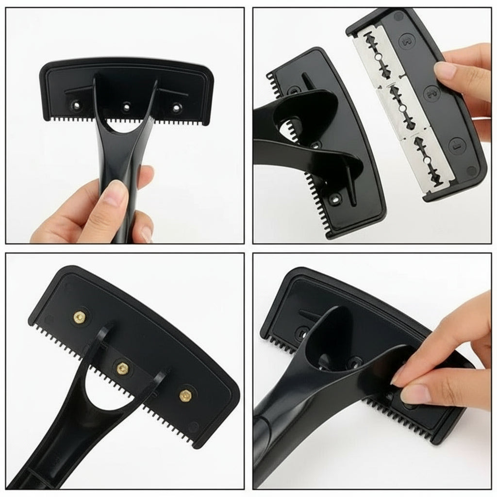 [Hometech] Dual Blade Back Shaver for Men, Manual Groomer with Folding Handle