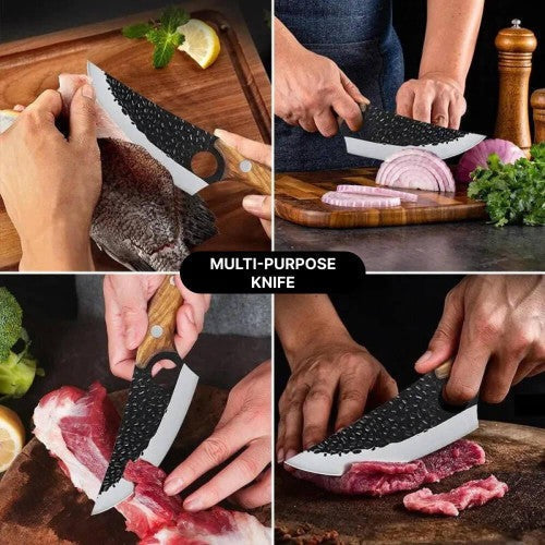 [Hometech] Carbon Steel Utility Kitchen Knife with Wooden Handle