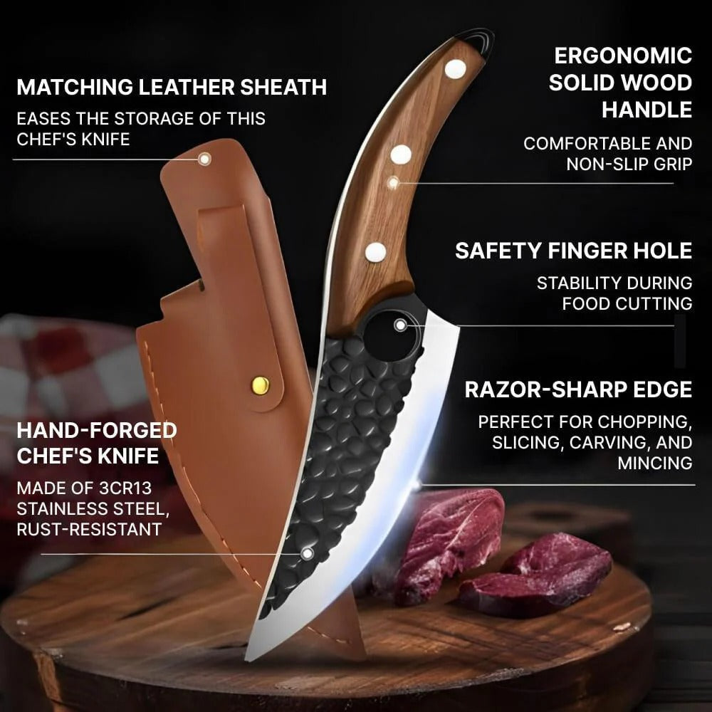 [Hometech] Carbon Steel Utility Kitchen Knife with Wooden Handle