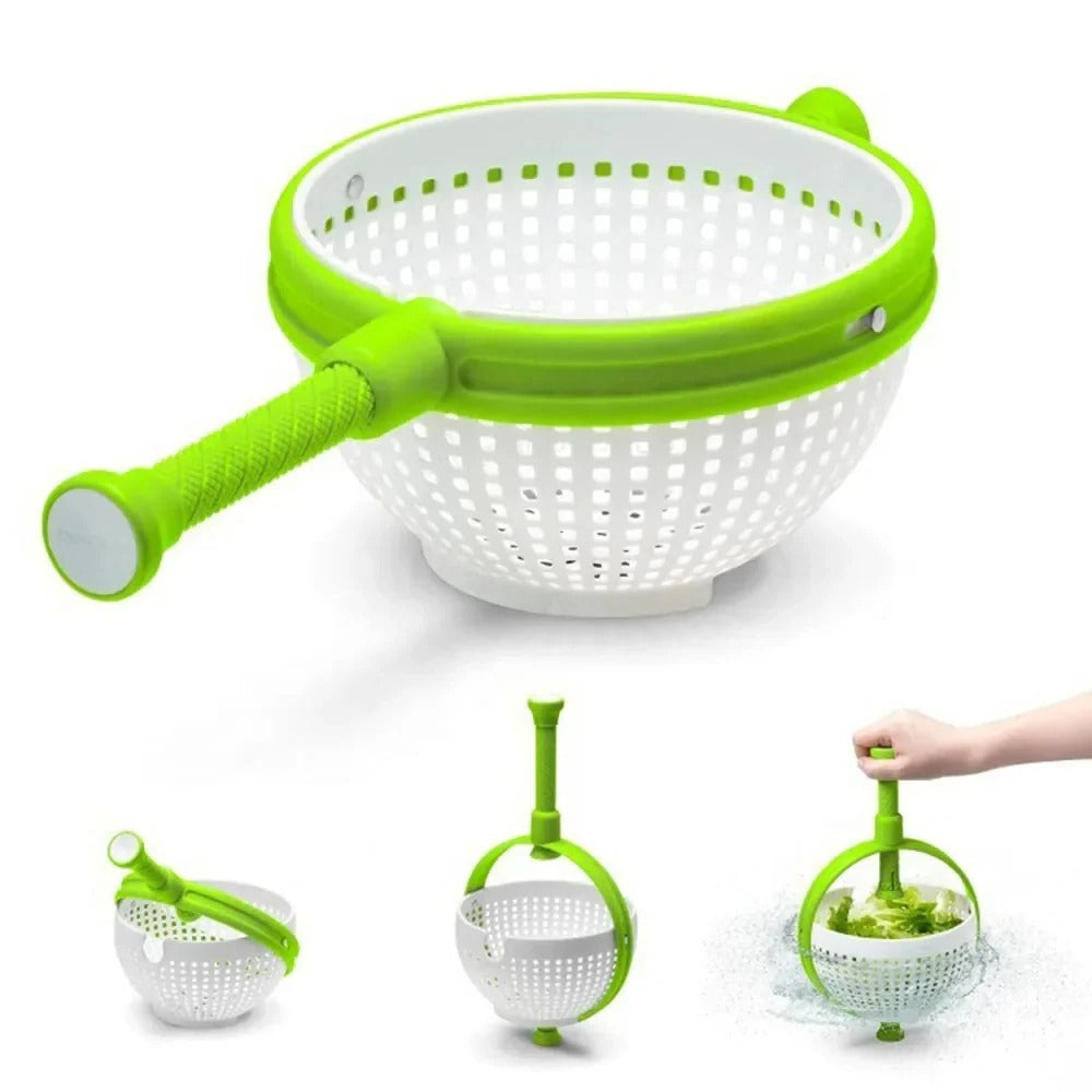 [Hometech] Manual Spin Salad Bowl with Built In Rinse and Drain System