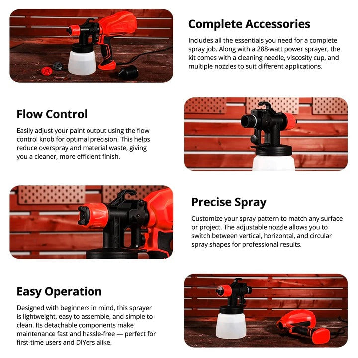 [Hometech] Cordless Handheld Paint Sprayer With Adjustable Spray Settings