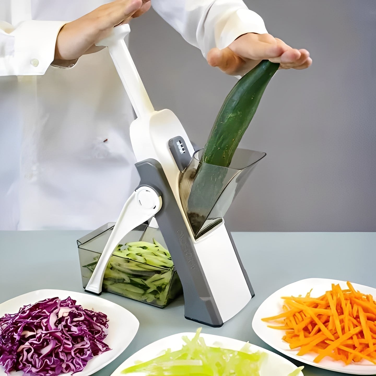 [Hometech] Vegetable Slicer with 5 Interchangeable Blades and Tray