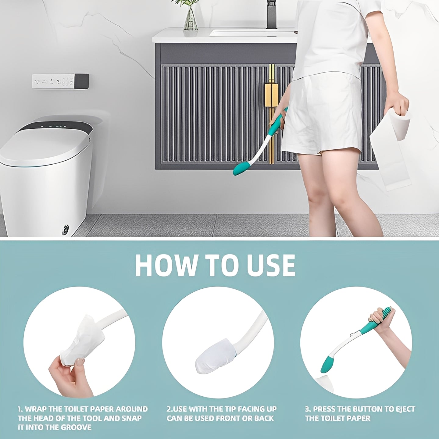 [Hometech] Toilet Wiping Assistance Tool with Extended Reach, Set of 2