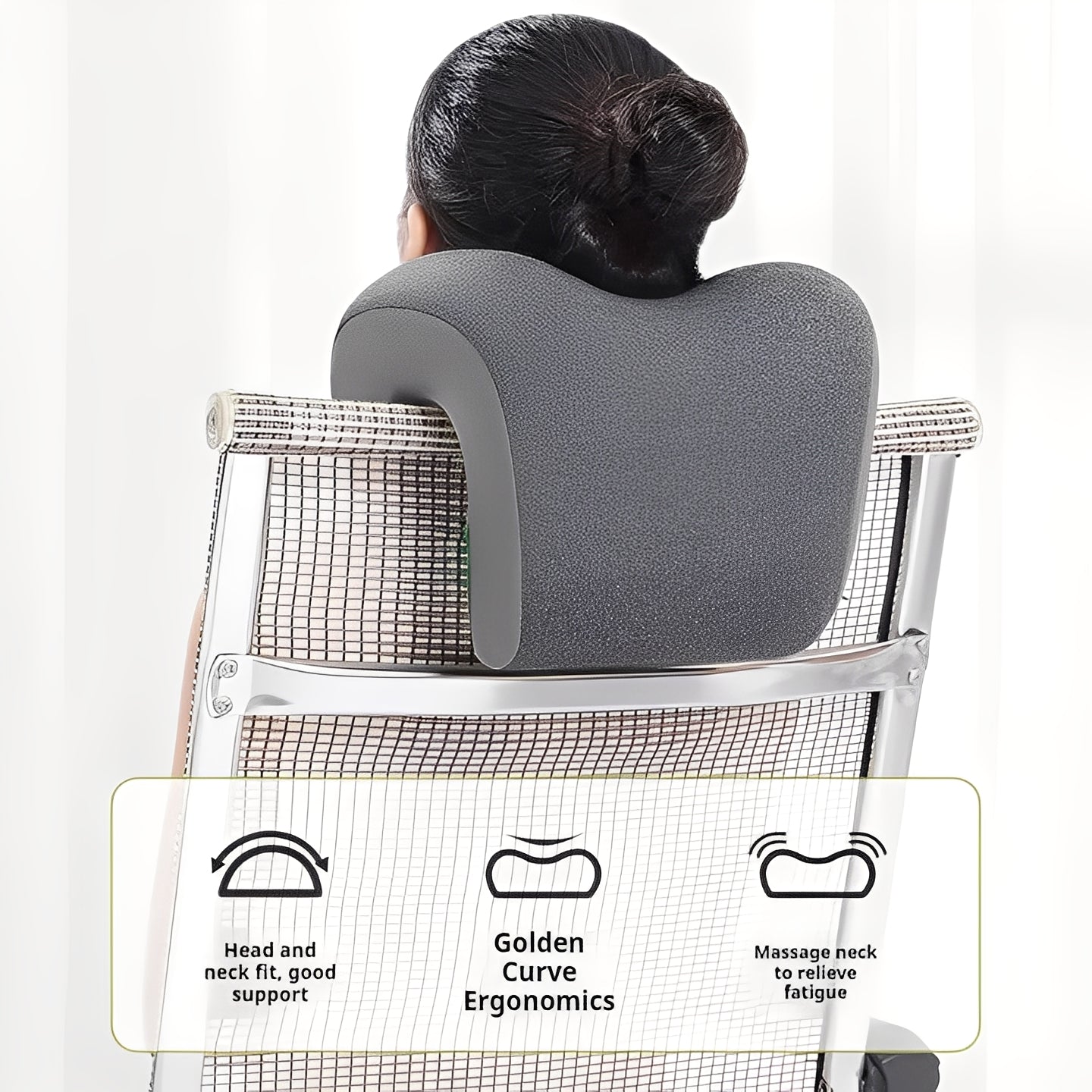 [Hometech] Adjustable Headrest Pillow for Office Chairs with Removable Cover