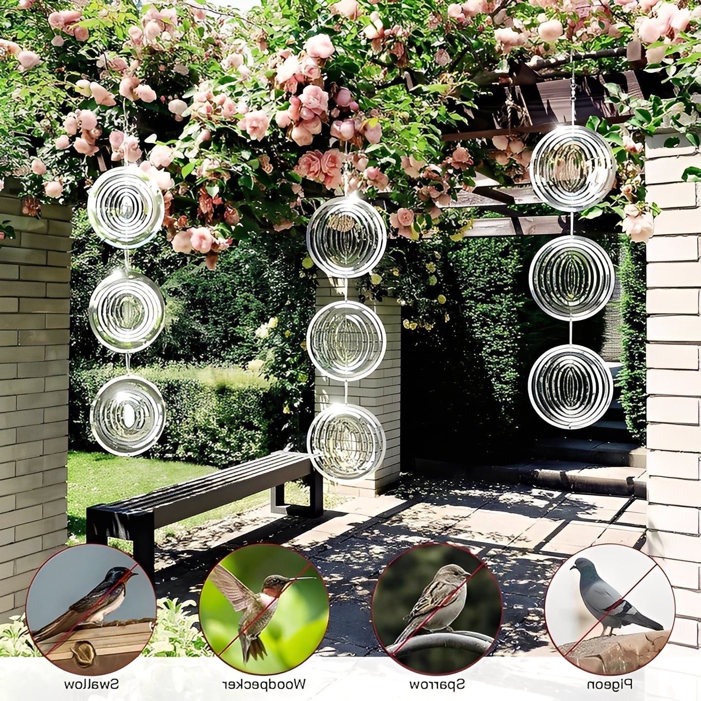 [Hometech] Visual Bird Deterrent Device with Reflective Hanging Design, Set of 3