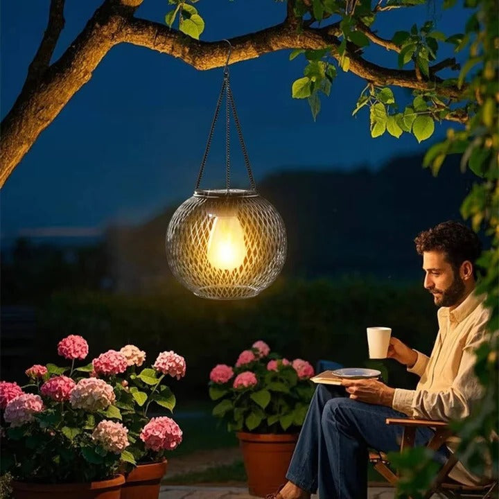 [Hometech] Hanging Solar Powered Decorative Lantern With Warm LED Light