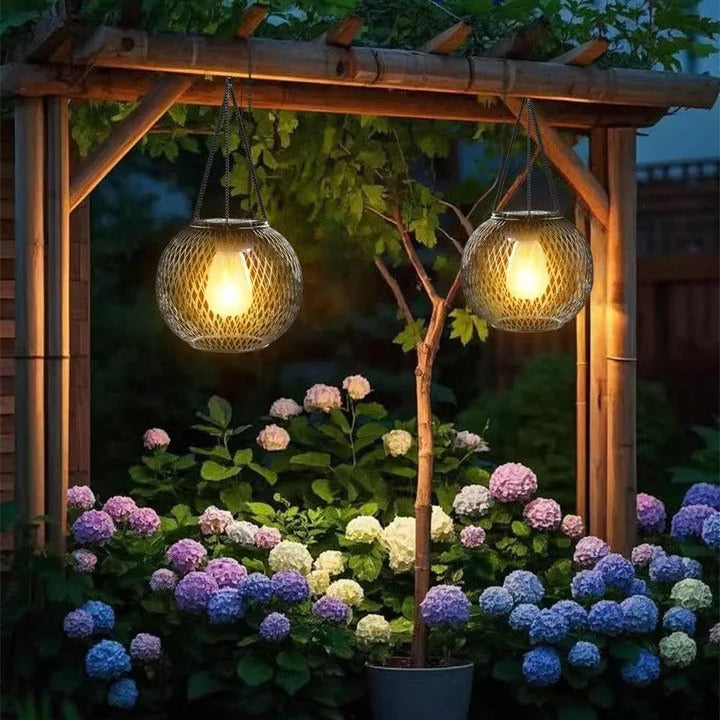 [Hometech] Hanging Solar Powered Decorative Lantern With Warm LED Light