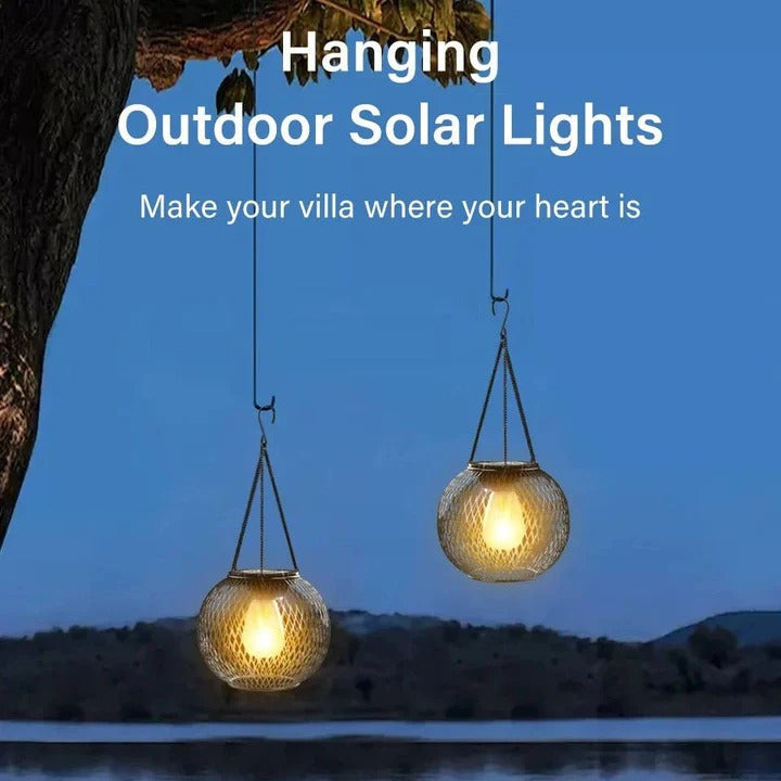 [Hometech] Hanging Solar Powered Decorative Lantern With Warm LED Light
