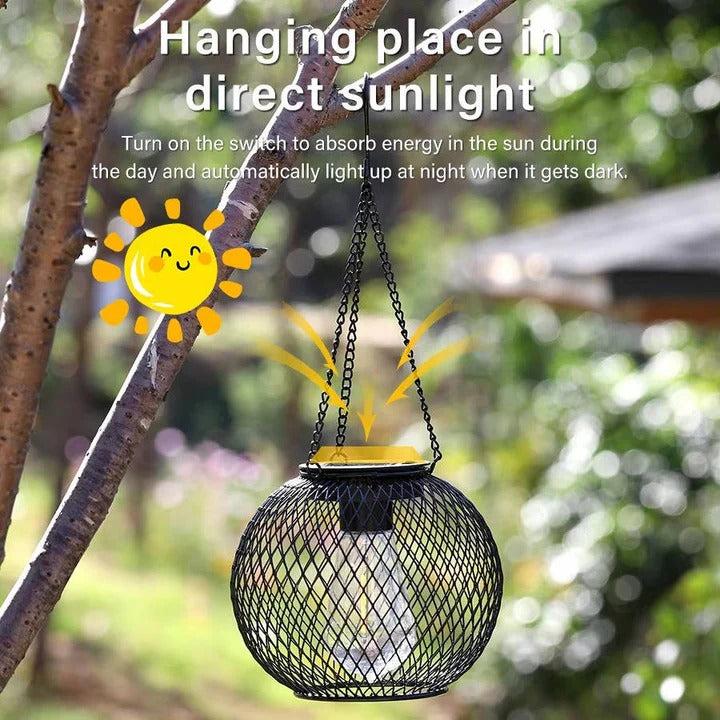 [Hometech] Hanging Solar Powered Decorative Lantern With Warm LED Light