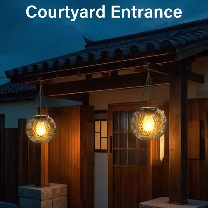 [Hometech] Hanging Solar Powered Decorative Lantern With Warm LED Light