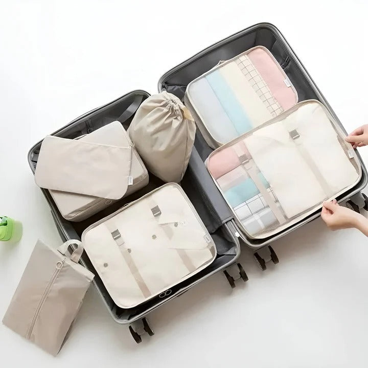 [Hometech] Travel Packing Cube Set, 7 Pieces with Mesh Panels and Bags