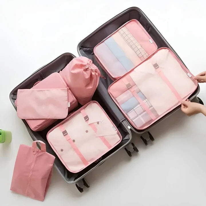 [Hometech] Travel Packing Cube Set, 7 Pieces with Mesh Panels and Bags