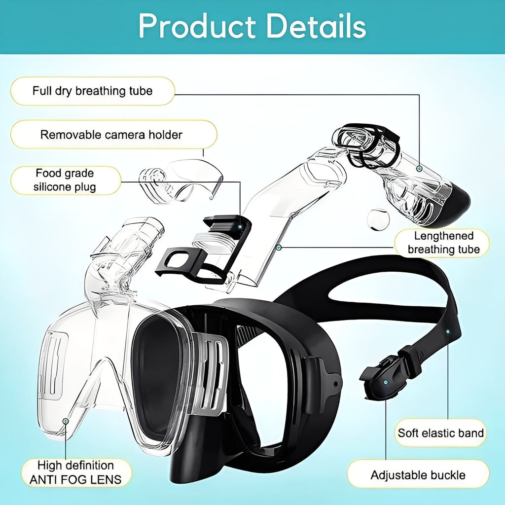 [Hometech] Snorkeling Mask with Dry Top Tube and Adjustable Strap Design