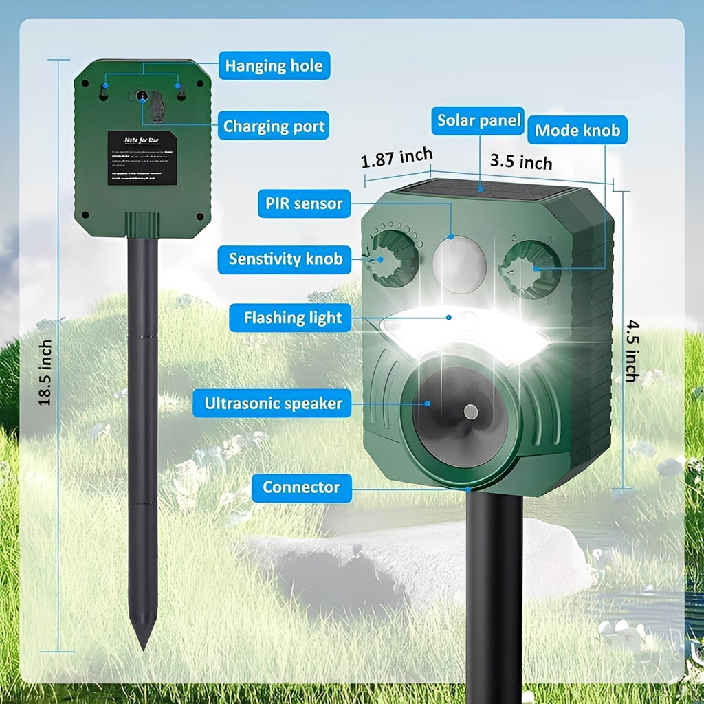 [Hometech] Outdoor Ultrasonic Pest Deterrent with Motion Sensor and Light, Set of 2