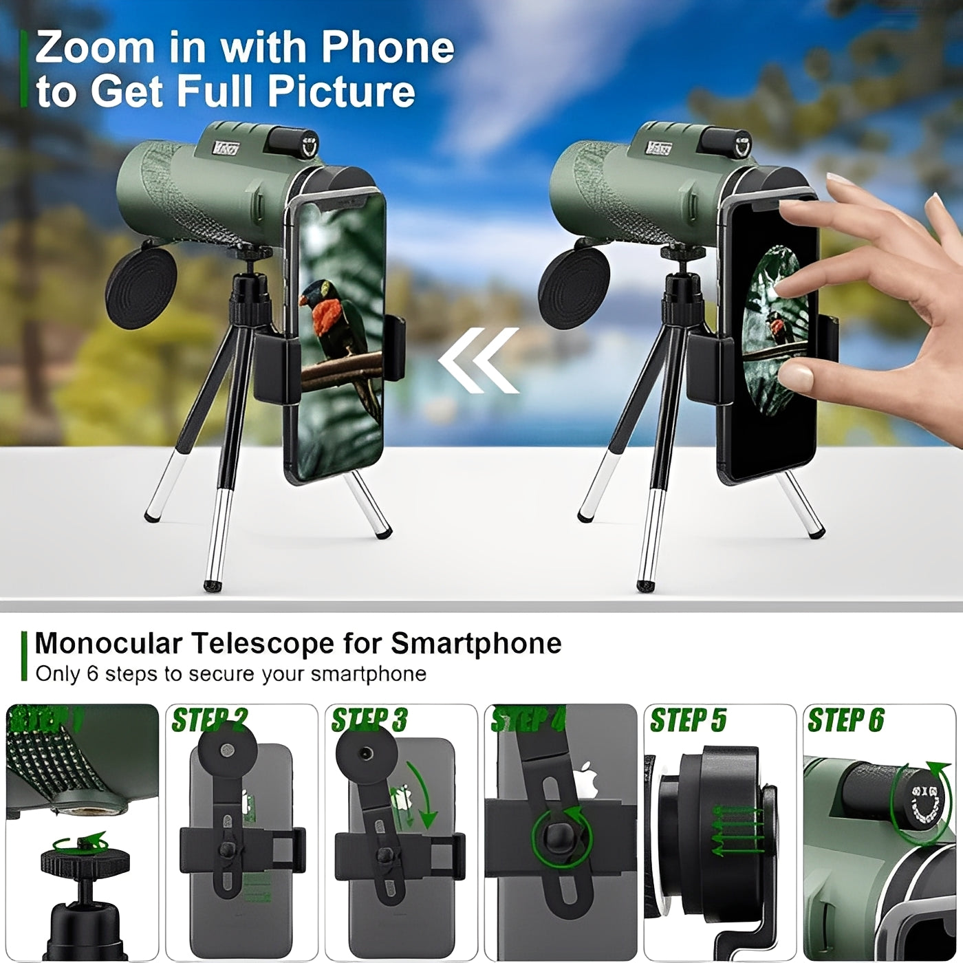 [Hometech] Portable Monocular Telescope with Zoom Adjustment for Viewing