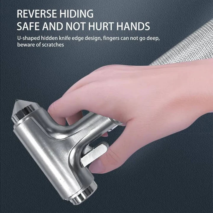 [Hometech] Car Safety Hammer with Tungsten Steel Tip and Seatbelt Cutter, Set of 3