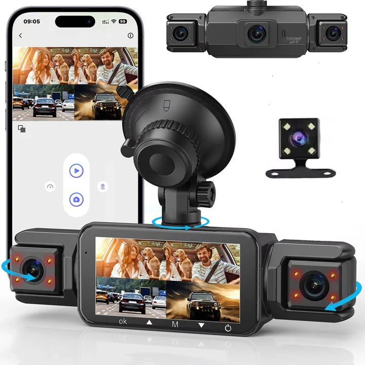 [Hometech] Front and Rear Dash Cam with Four Cameras and WiFi Connectivity