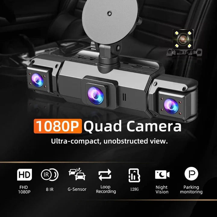 [Hometech] Front and Rear Dash Cam with Four Cameras and WiFi Connectivity