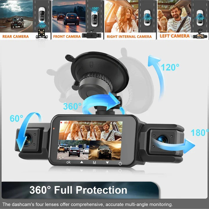[Hometech] Front and Rear Dash Cam with Four Cameras and WiFi Connectivity