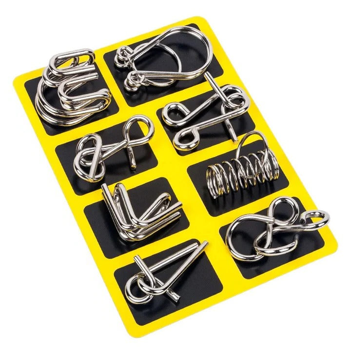[Hometech] Metal Puzzle Ring Set 8 Piece Brain Teaser Game