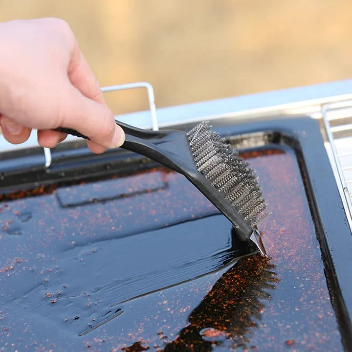 [Hometech] Grill Cleaning Brush with Stainless Steel Wire Bristles and Scraper