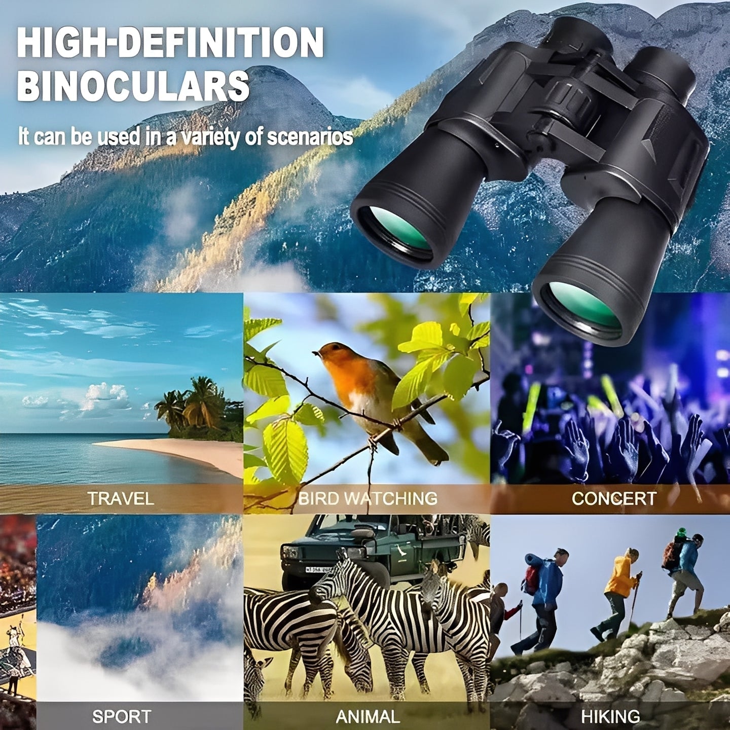 [Hometech] Binoculars with Adjustable Focus and Smartphone Adapter